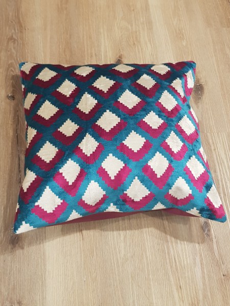 Hedvábný barevný povlak na polštář růžovo-modrý 45x45cm